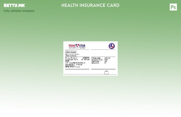 Модерен стил шаблон за картичка за здравствено осигурување во Тексас